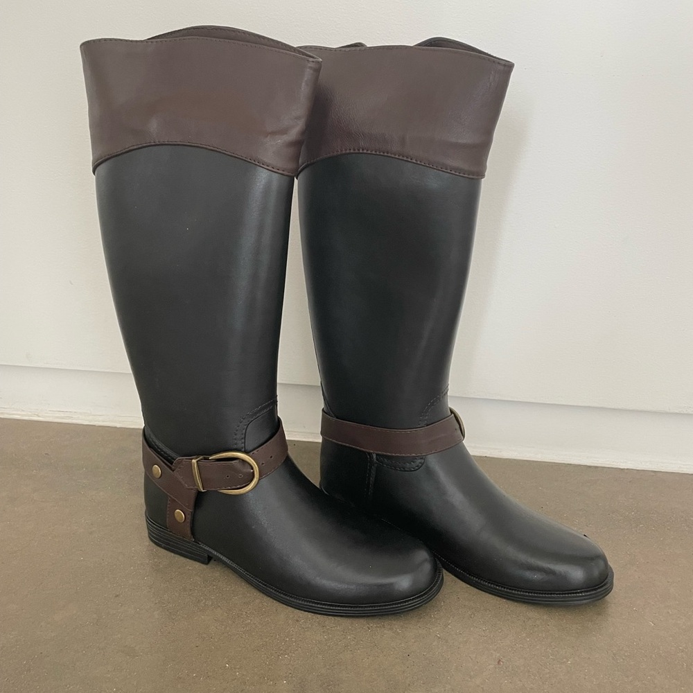 Elegant Black and Brown Women's Rain Boots